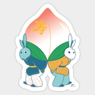 Longevity Peach Bunnies Sticker